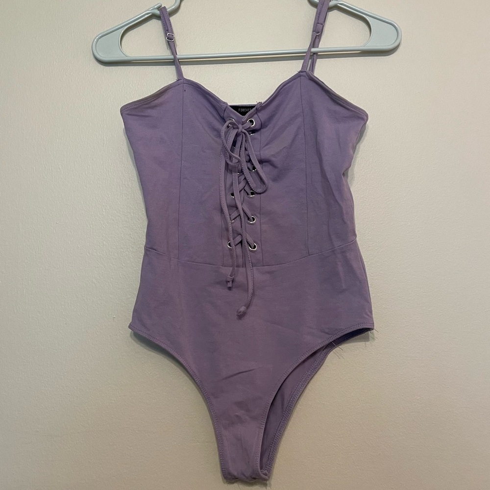 Purple lace up the front bodysuit--small-184-Forever21